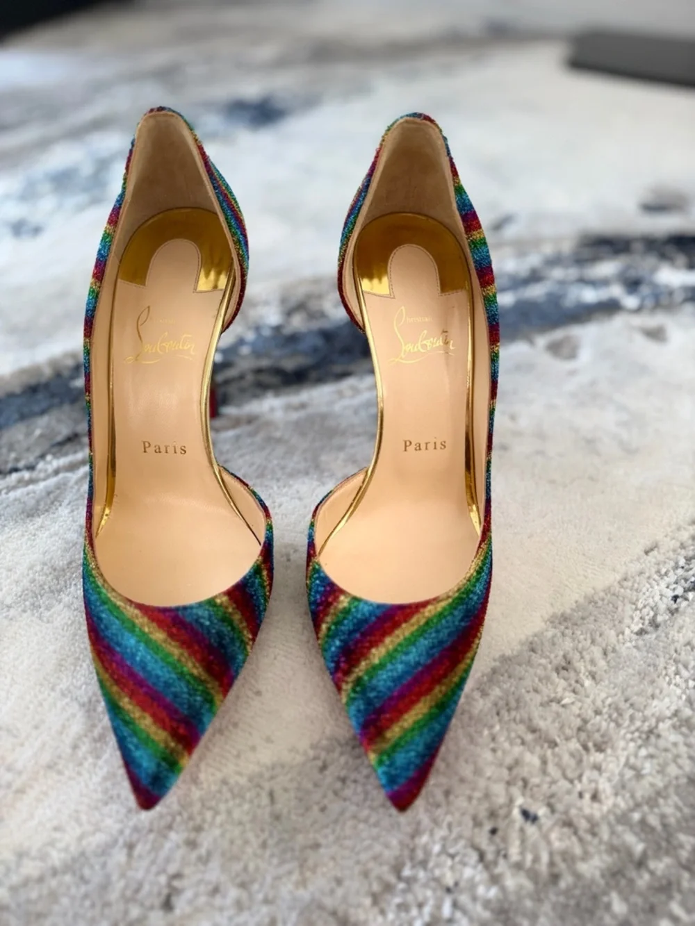 Christian Louboutin Multicolor Rainbow Glitter Pointed Pumps - Picture 1 of 5